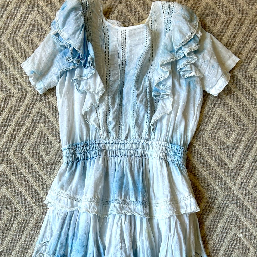 LoveShackFancy Heritage Natasha dress in Hand Dyed Lily Pond Blue.